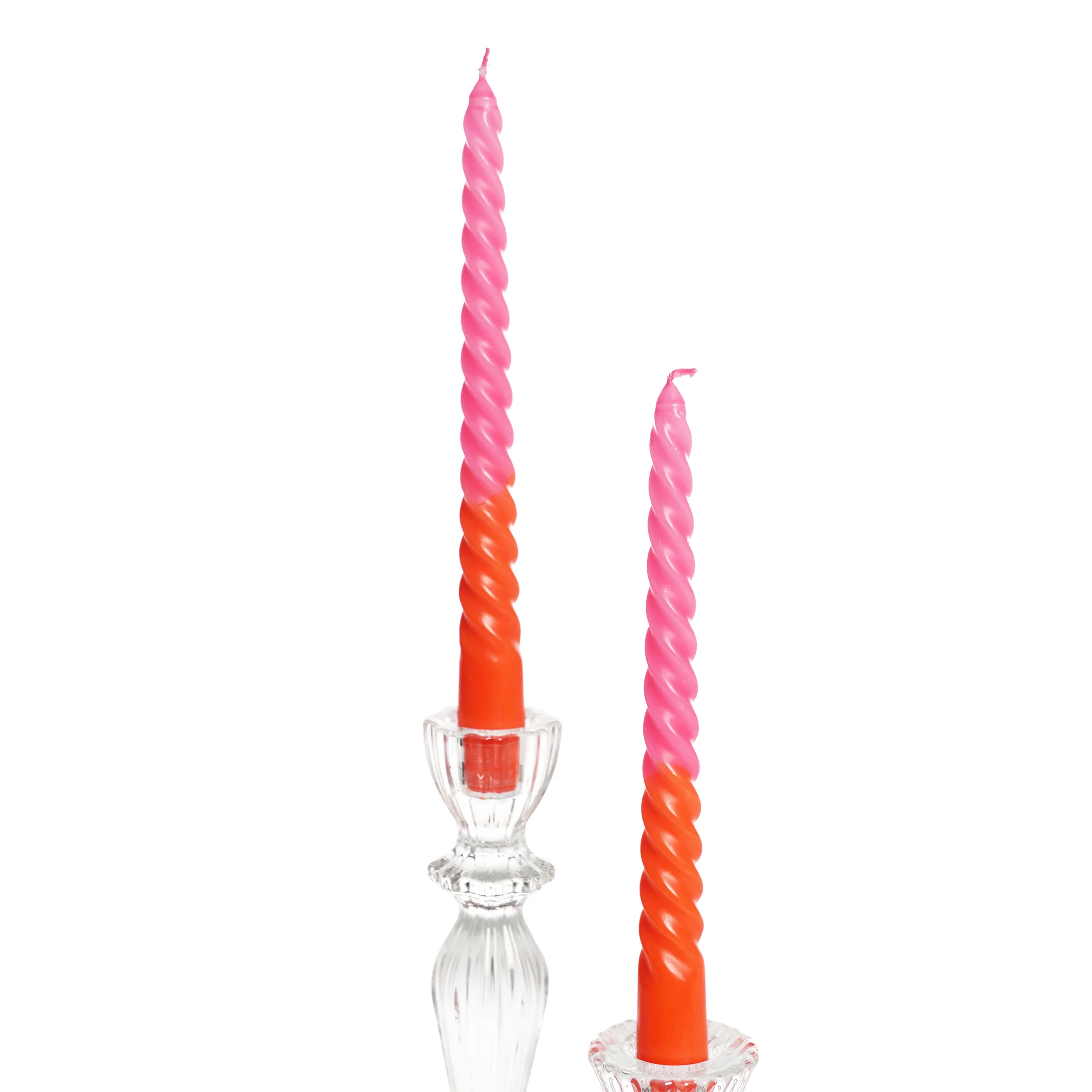 velas espirales dip dye rosa y naranja (juego de 4)