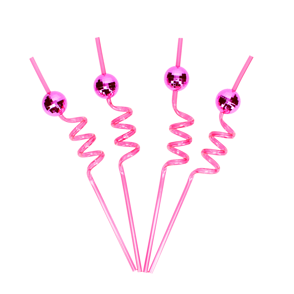 discokugel-party-trinkhalme (4er-pack) – pink