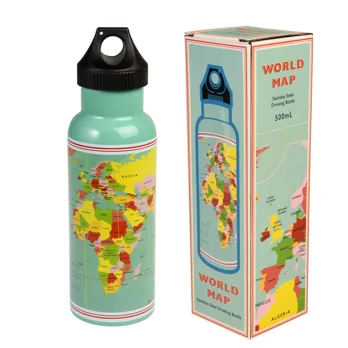 stainless steel bottle 500ml - world map stainless steel bottle 500ml - world map