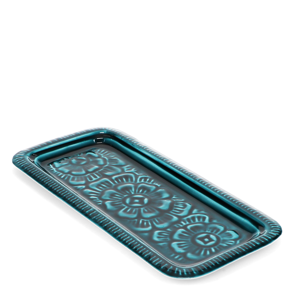 rectangular enamel trinket tray - blue