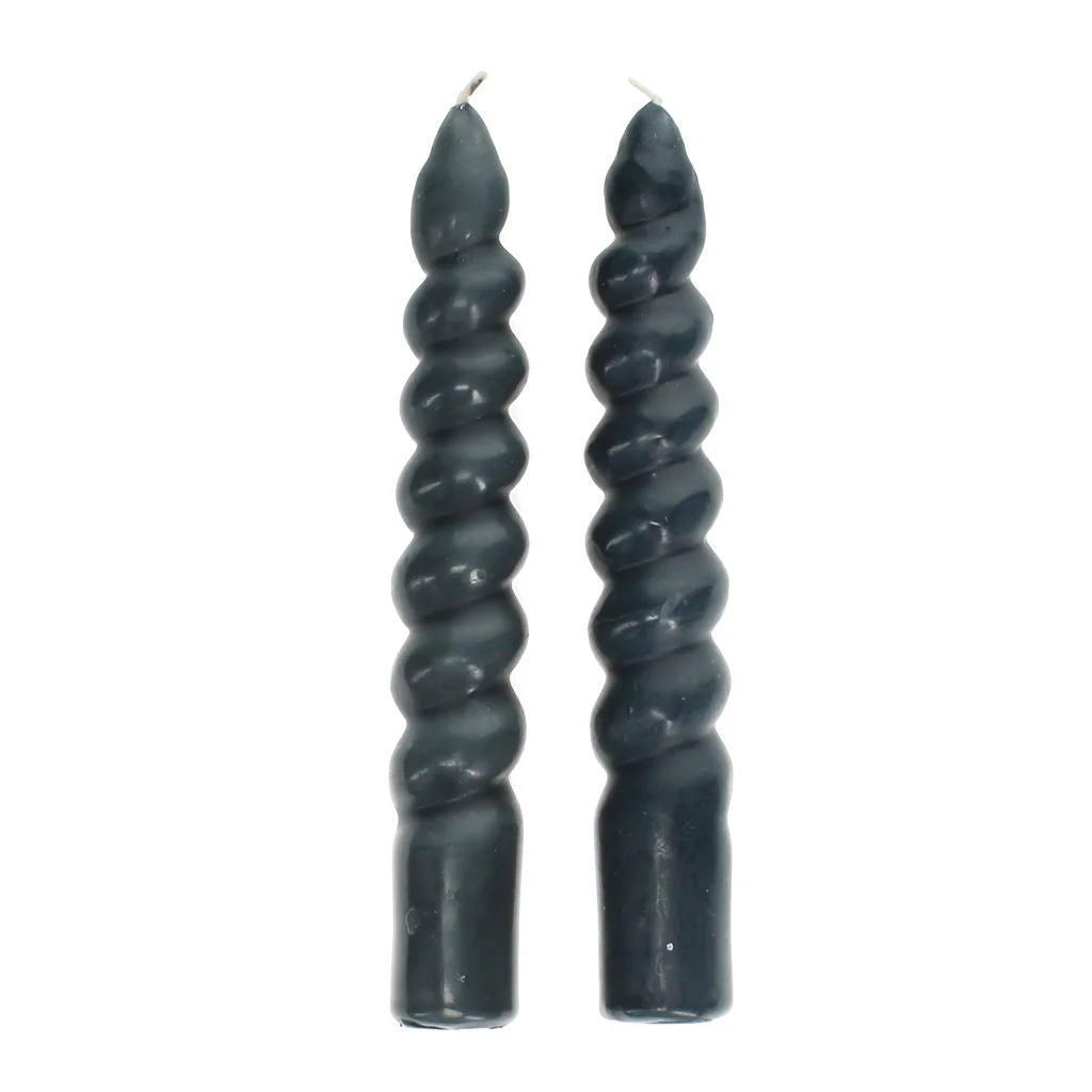 twisted candles (pack of 2) - dark grey