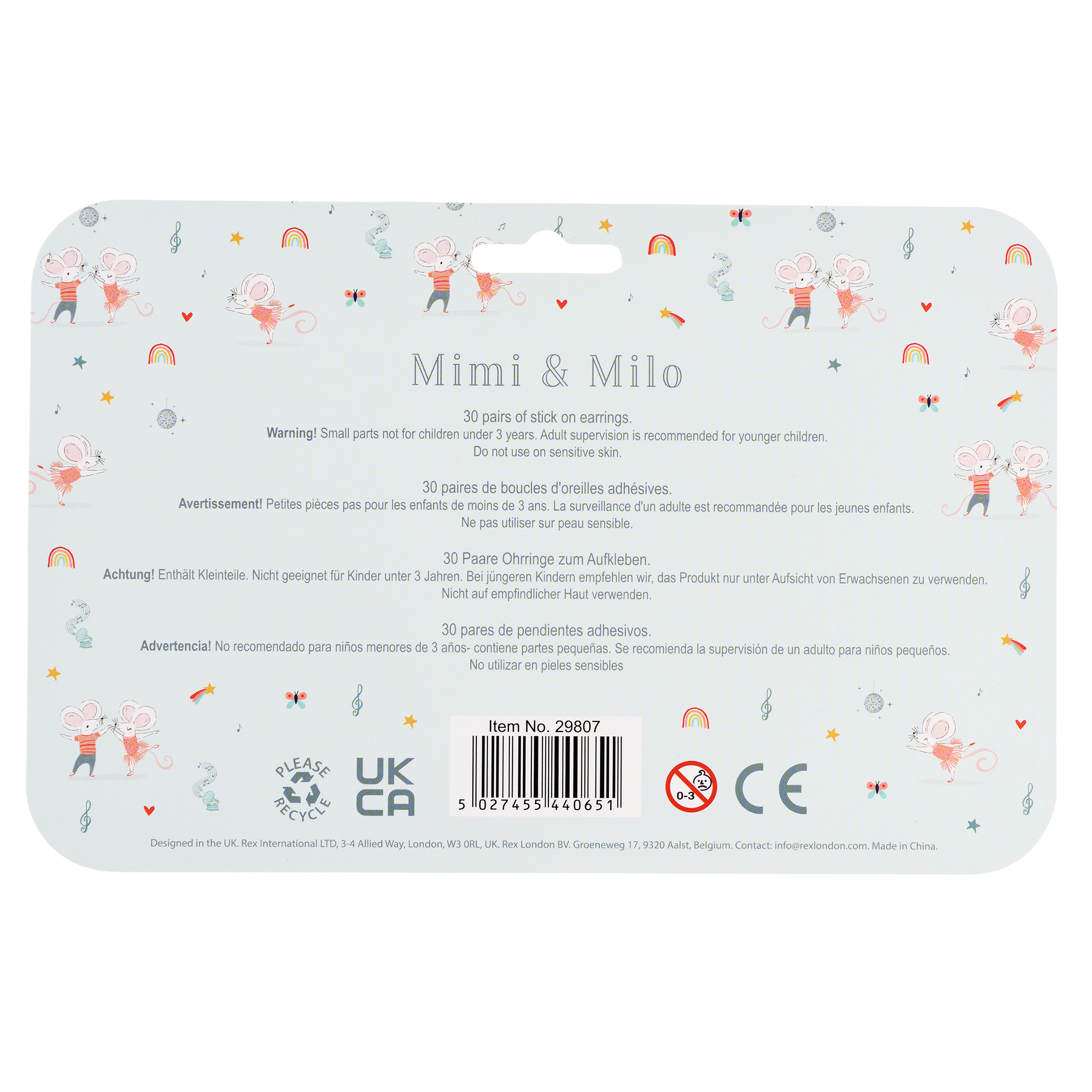 stick on earrings (30 pairs) - mouse ballet