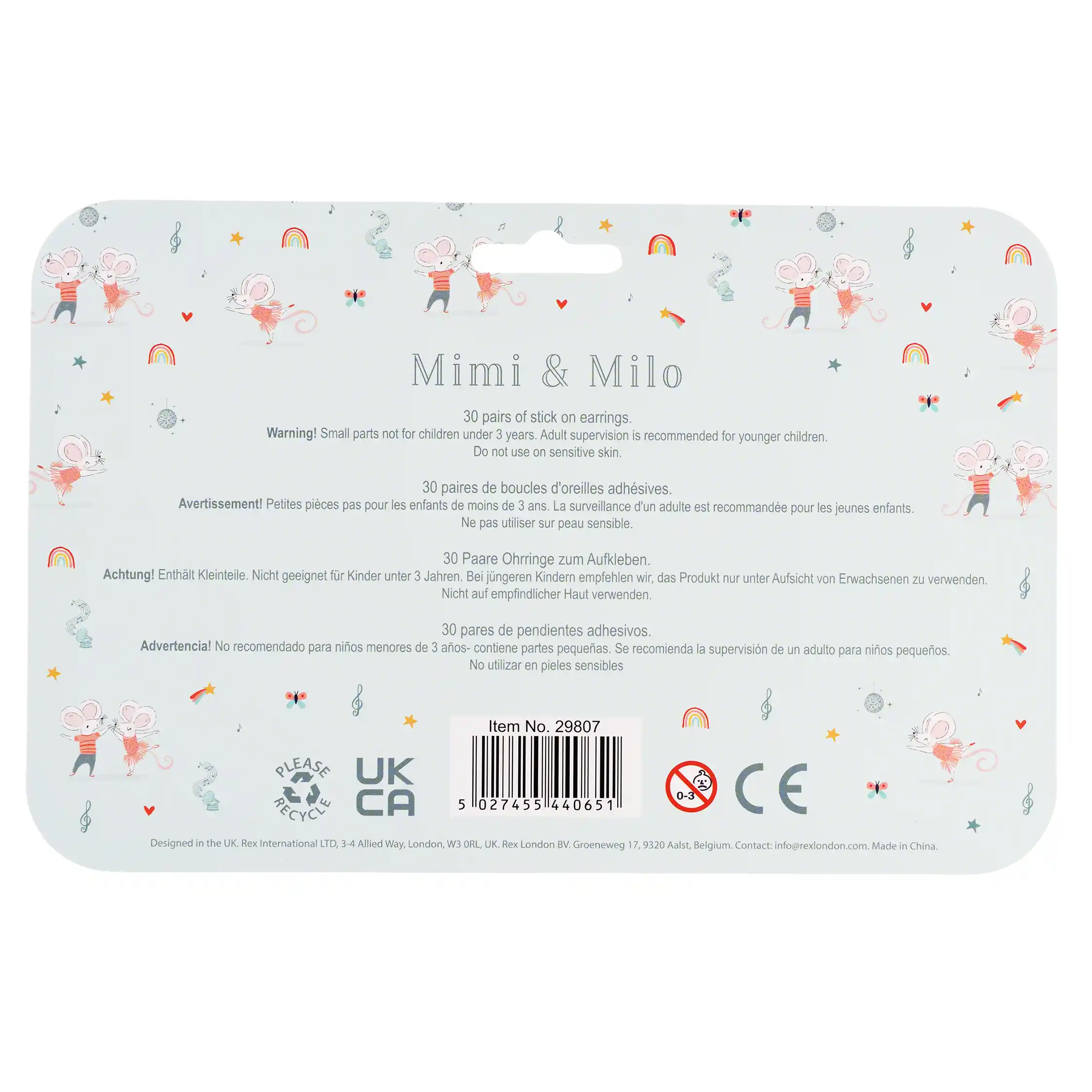 pendientes adhesivos mimi and milo