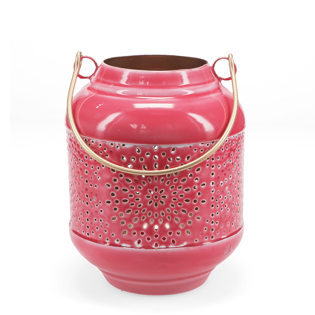 enamel tealight lantern - vibrant pink