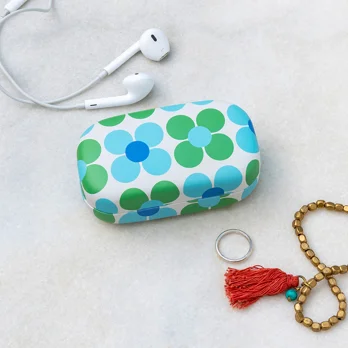 mini travel case - blue and green daisy mini travel case - blue and green daisy