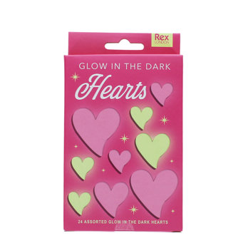 hearts autocollants phosphorescents (boîte de 24)