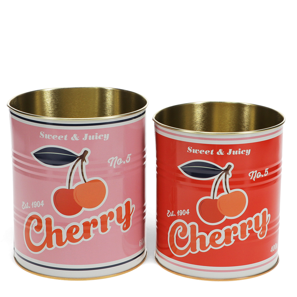 deko-dosen aus metall (2-er set) - cherry