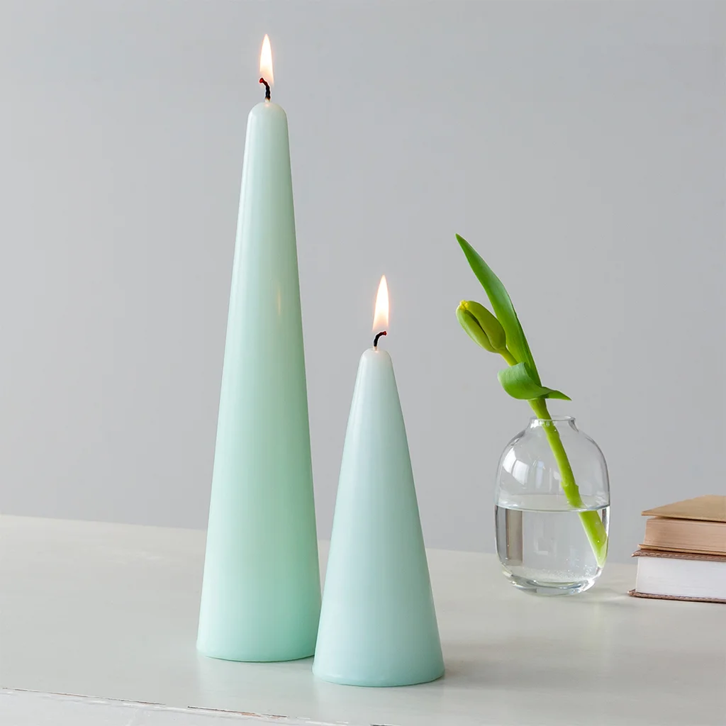 small cone candle - mint green