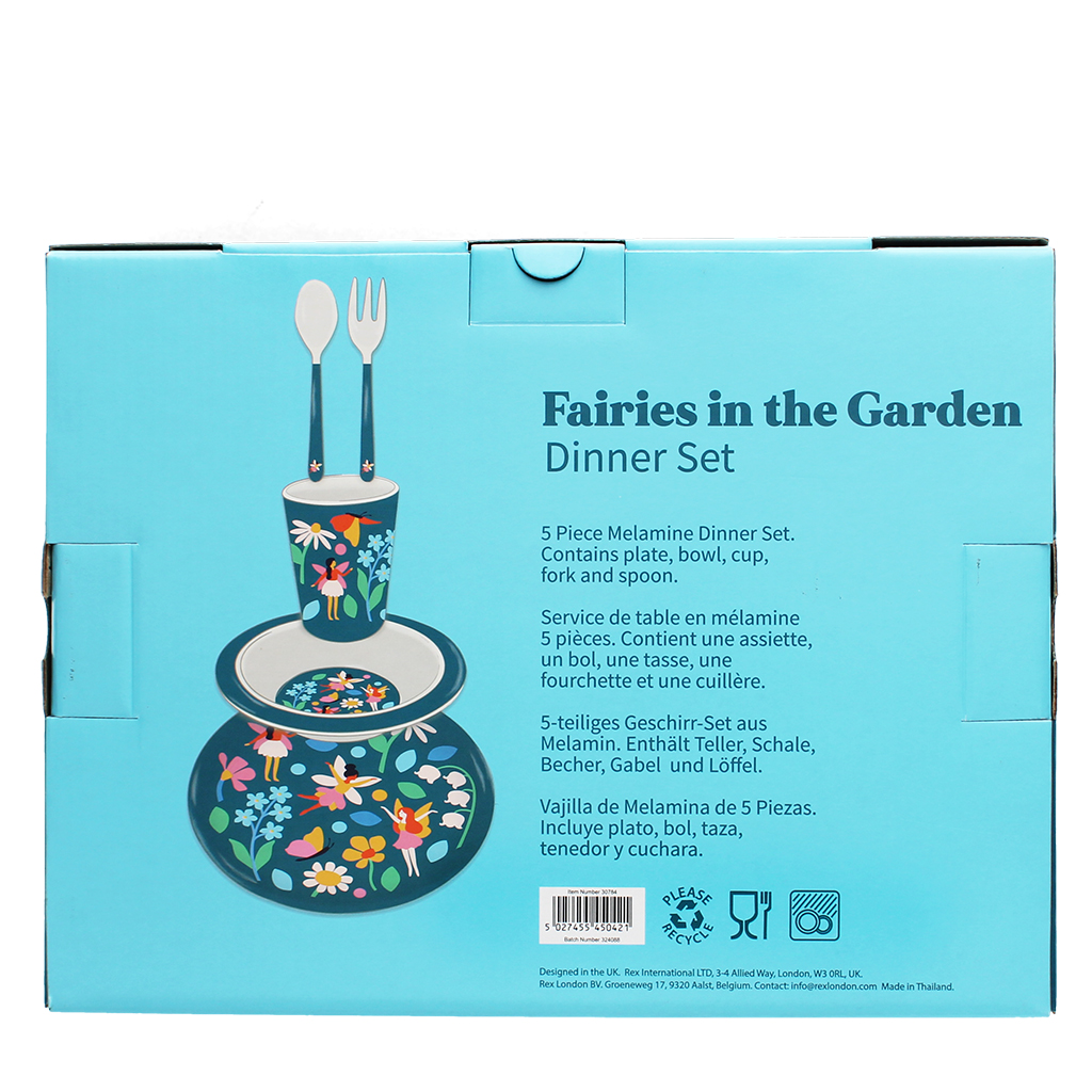 service de table enfant en mélamine (5 pièces) - fairies in the garden