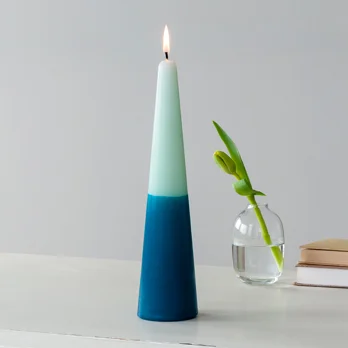 tall two-colour cone candle - dark blue-mint green tall two-colour cone candle - dark blue-mint green