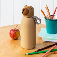 children's animal head drinks bottle 350ml - capybara