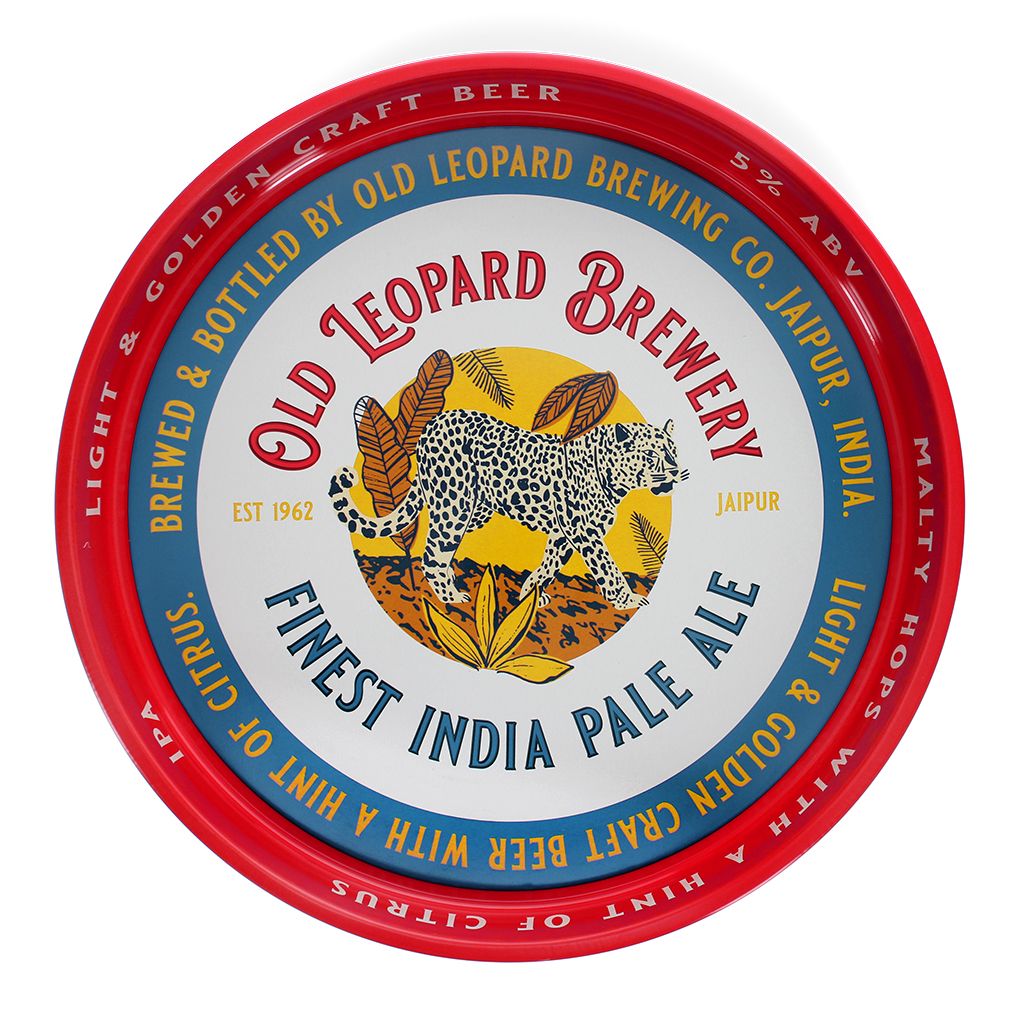 round metal serving tray - old leopard brewery