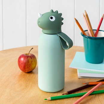 children's animal head drinks bottle 350ml - dinosaur