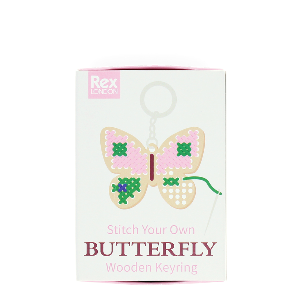 stitch your own wooden keyring - butterfly