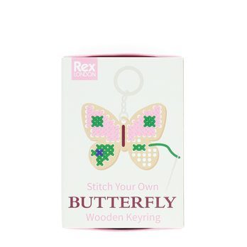 stitch your own wooden keyring - butterfly