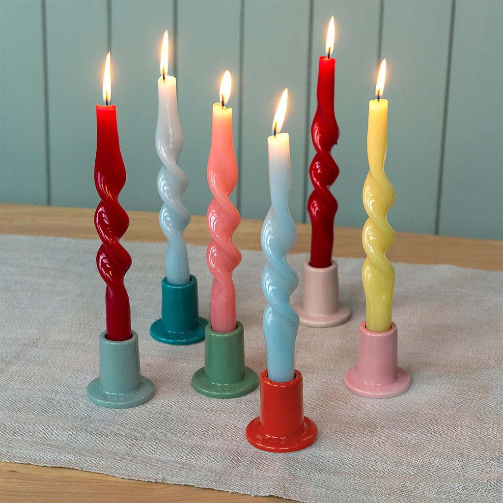 ceramic tube candle holder - taupe