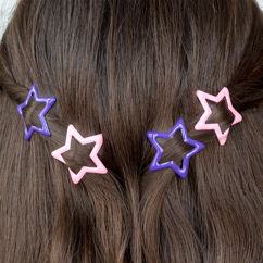 star hair clips (set of 4) - pink and purple