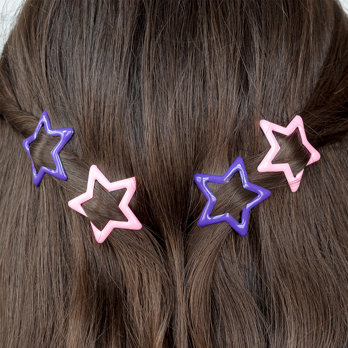 star hair clips (set of 4) - pink and purple