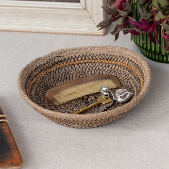 conical jute decorative bowl - cotton stitching