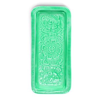 plateau à bibelots rectangulaire en émail - vert