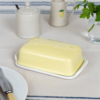 butterdose aus keramik - gelb