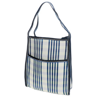 recycelte, gewebte tasche mit seitentasche - weiß und blau