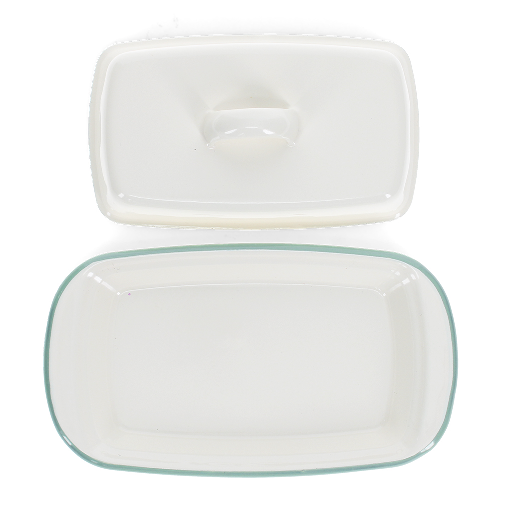 enamel butter dish - pistachio green
