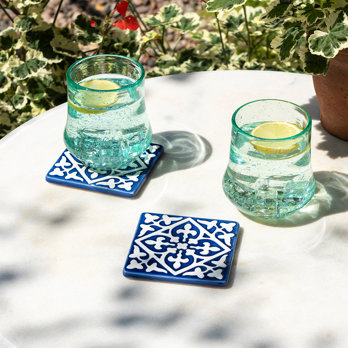 dessous de verre en céramique (lot de 2) - bleus
