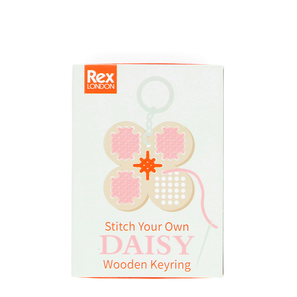stitch your own wooden keyring - daisy