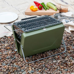 portable suitcase bbq - khaki green