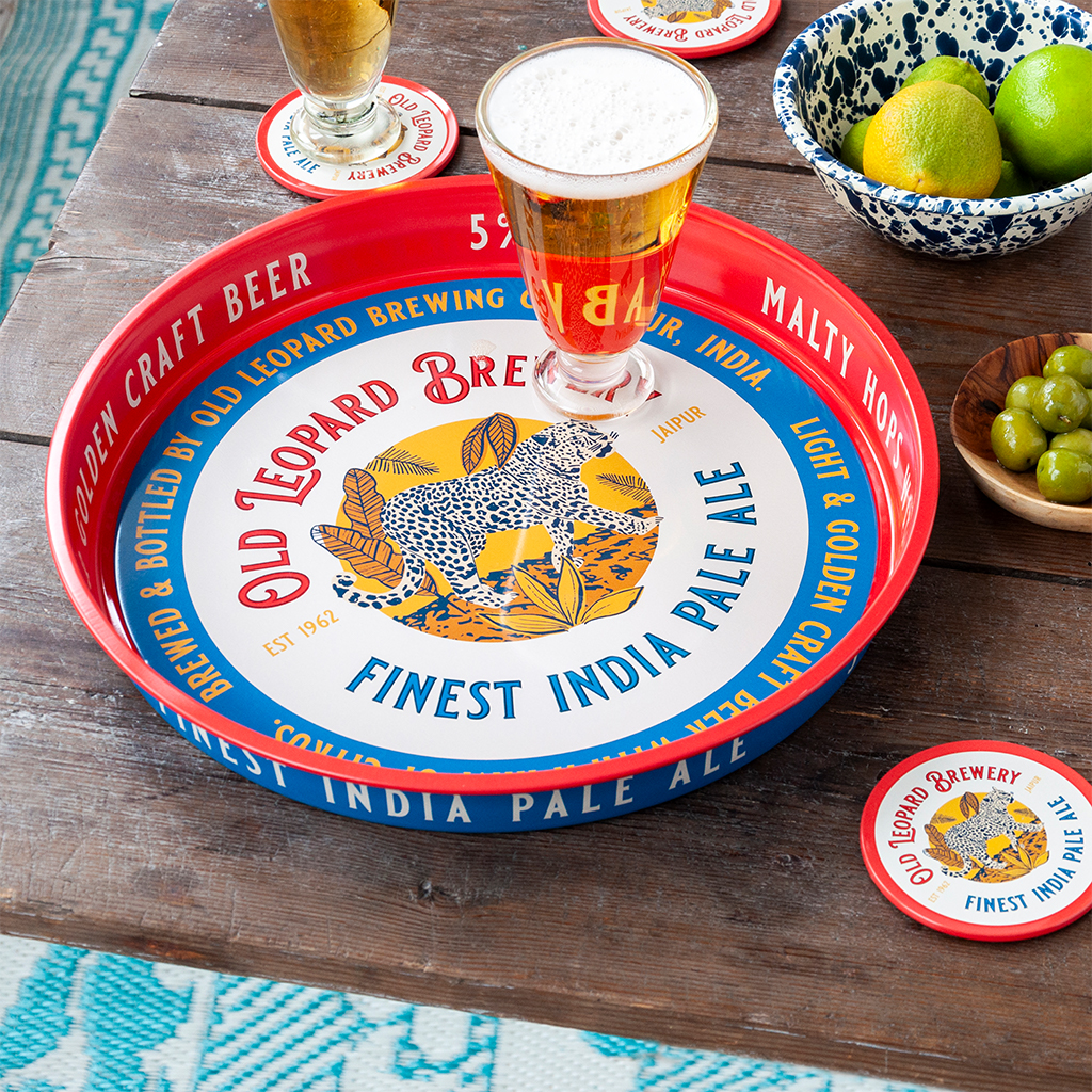 round metal serving tray - old leopard brewery