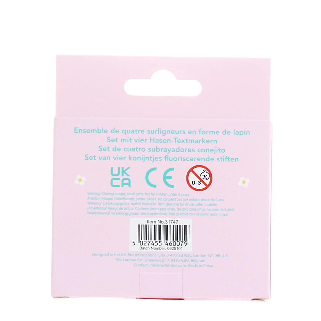 mini highlighters (set of 4) - bunny