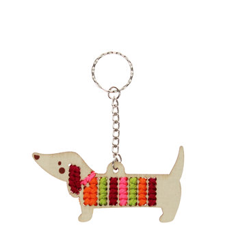 stitch your own wooden keyring - sausage dog