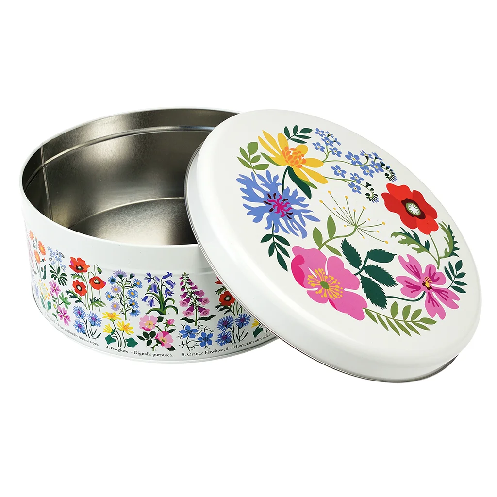 round cake tin - wild flowers