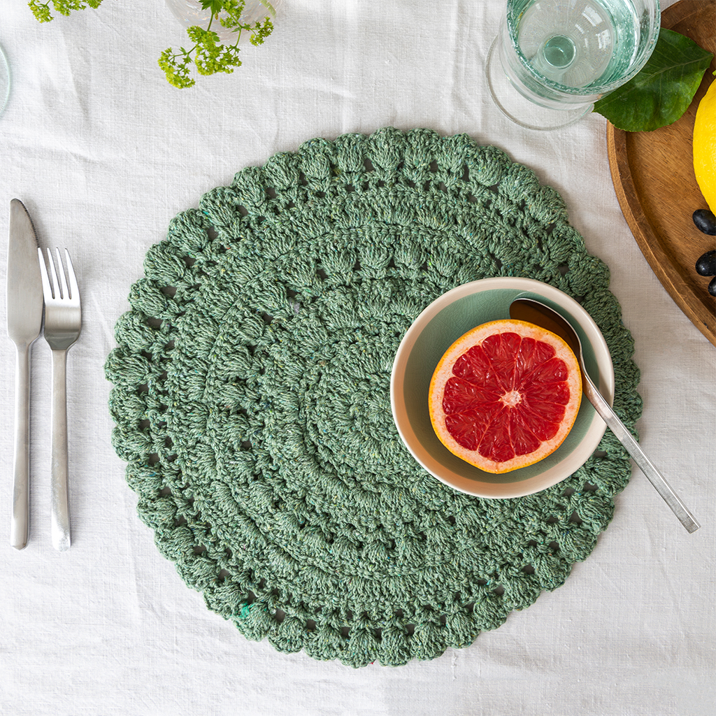 set de table au crochet - vert