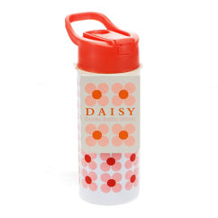 edelstahlflasche mit druckknopfdeckel 500ml - pink daisy
