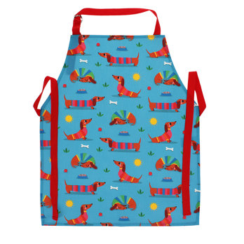 tablier enfant en coton essuyable - sunny sausage dog
