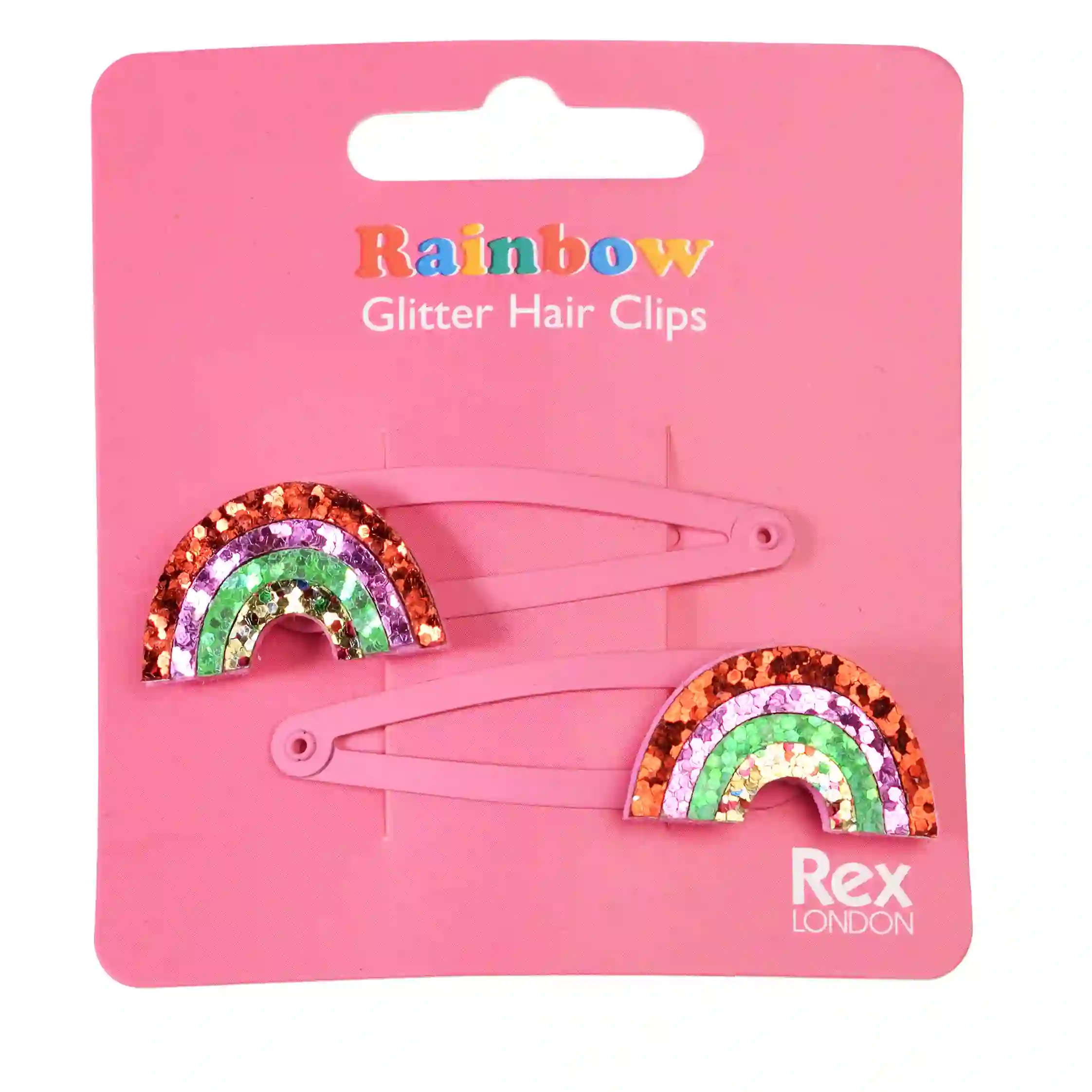 glitter hair clips (set of 2) - rainbow