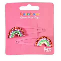 glitter hair clips (set of 2) - rainbow