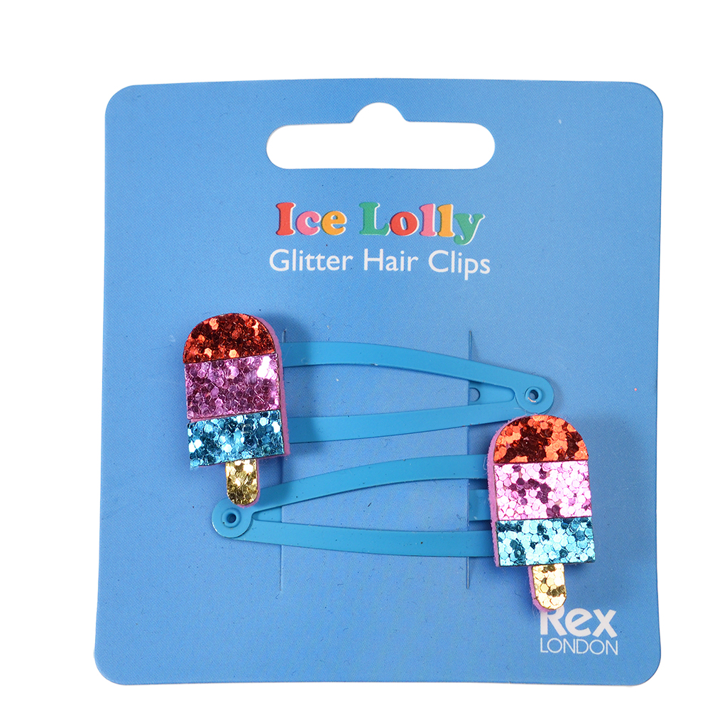 glitter hair clips (set of 2) - ice lolly