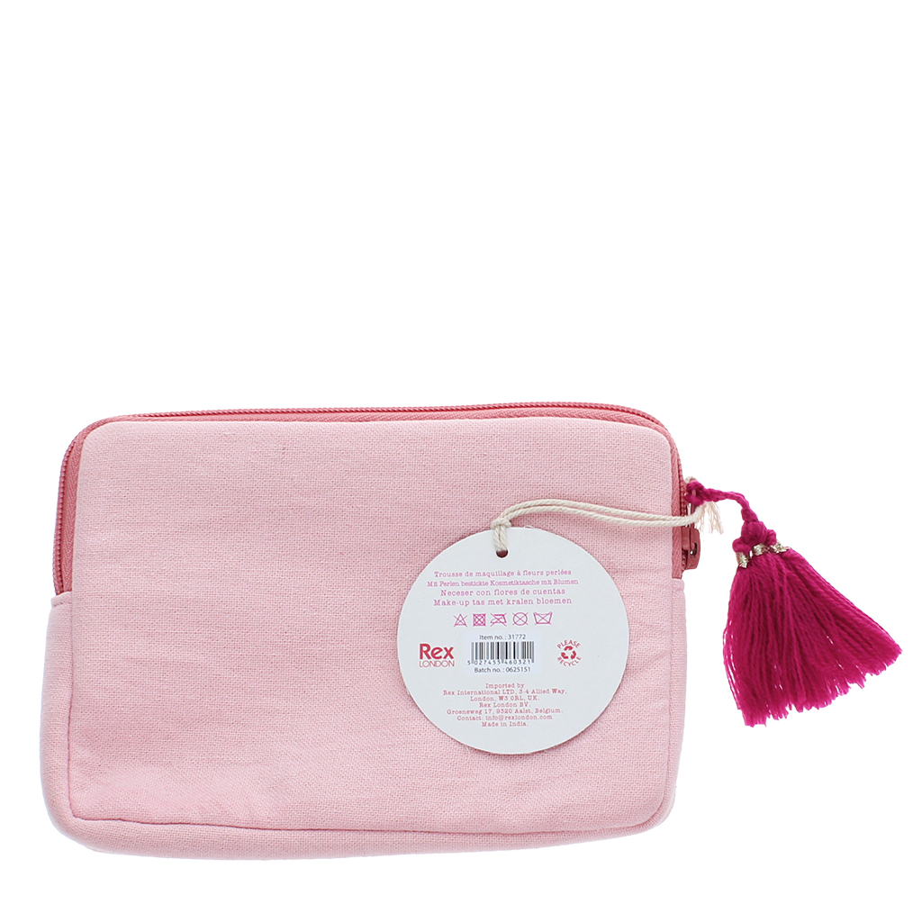 handcrafted beaded makeup bag - flowers