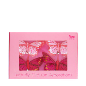 feather butterfly clip-on decorations (set of 4) - 8.5cm x 5cm