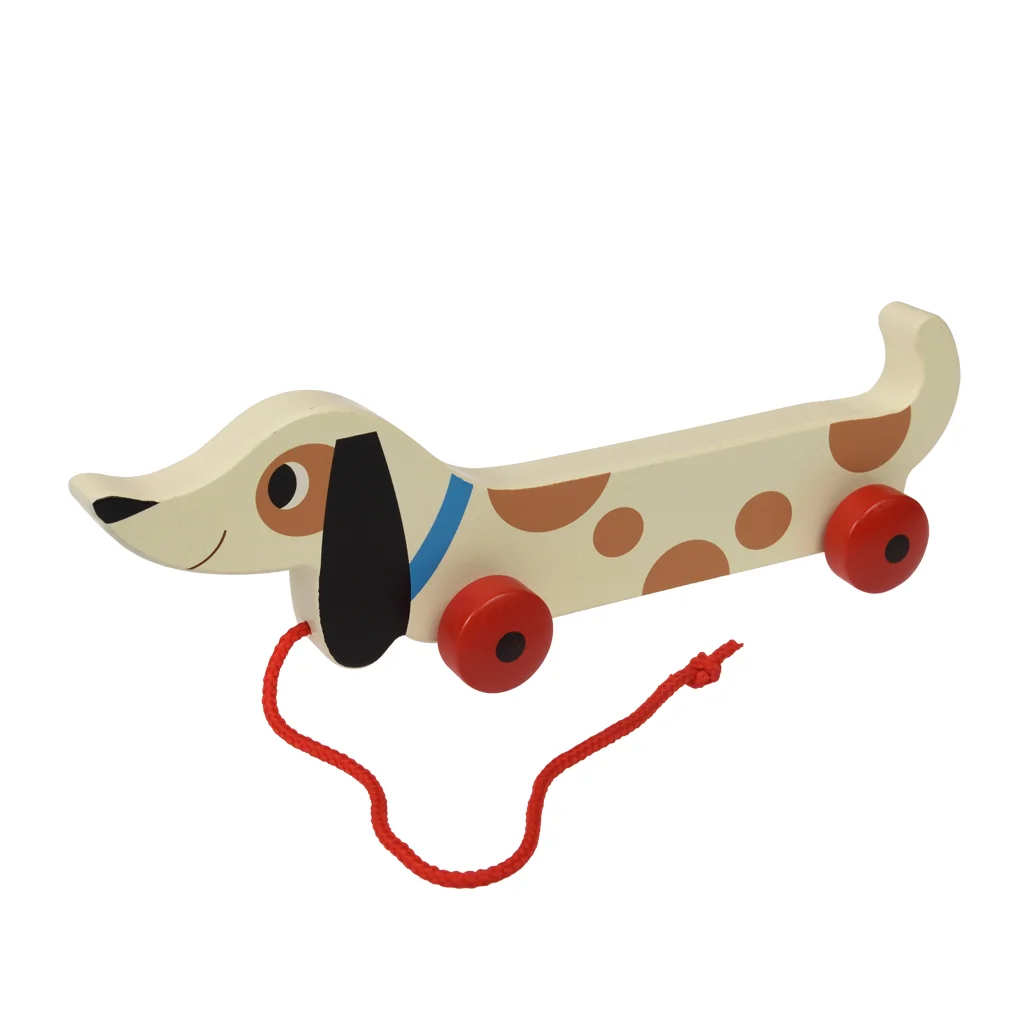 jouet en bois à tirer - charlie the sausage dog