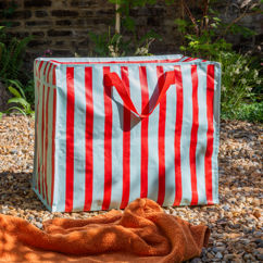jumbo storage bag - blue with red stripe