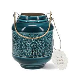 enamel tealight lantern - blue enamel tealight lantern - blue