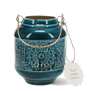enamel tealight lantern - blue