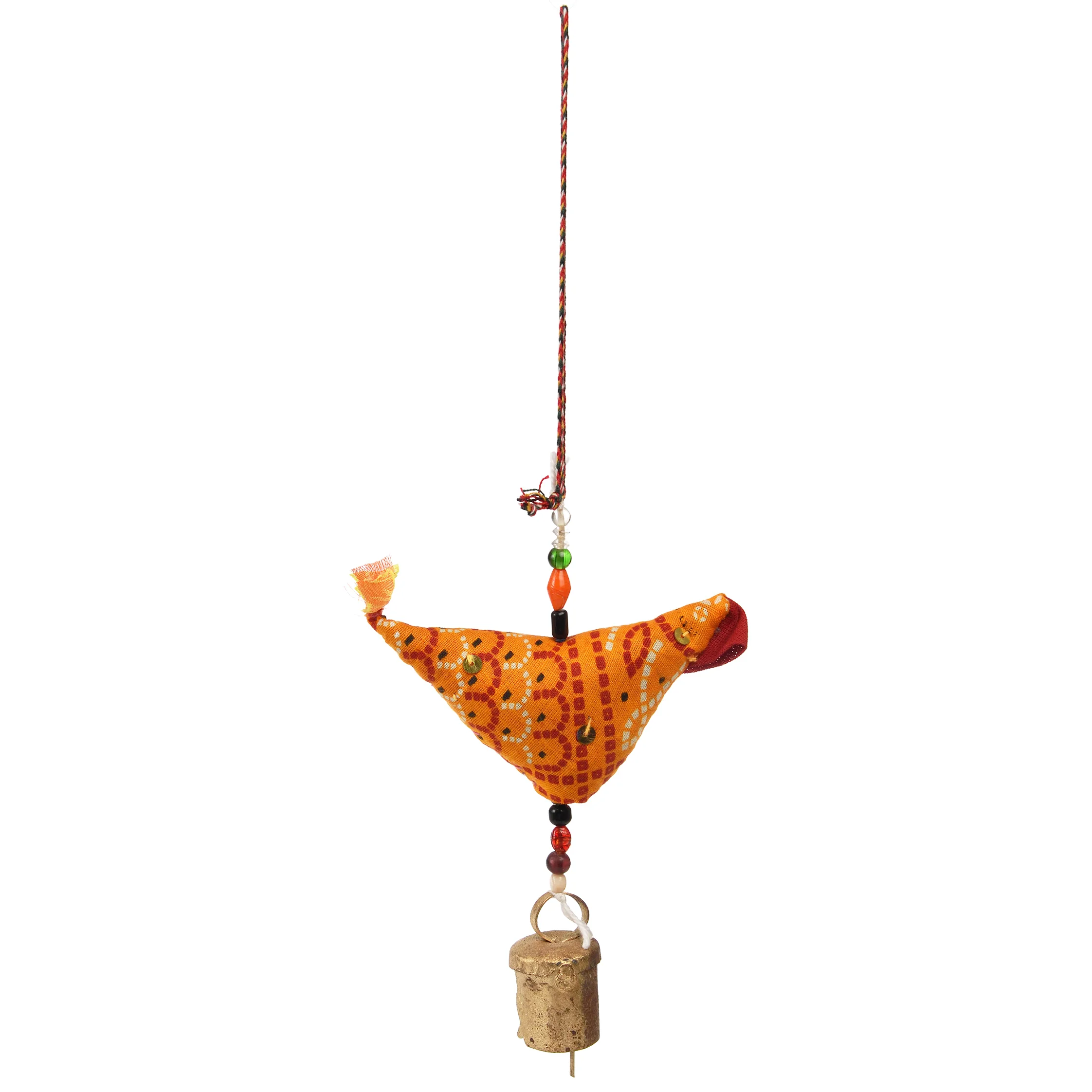 bird with bell recycled cloth hanging decoration