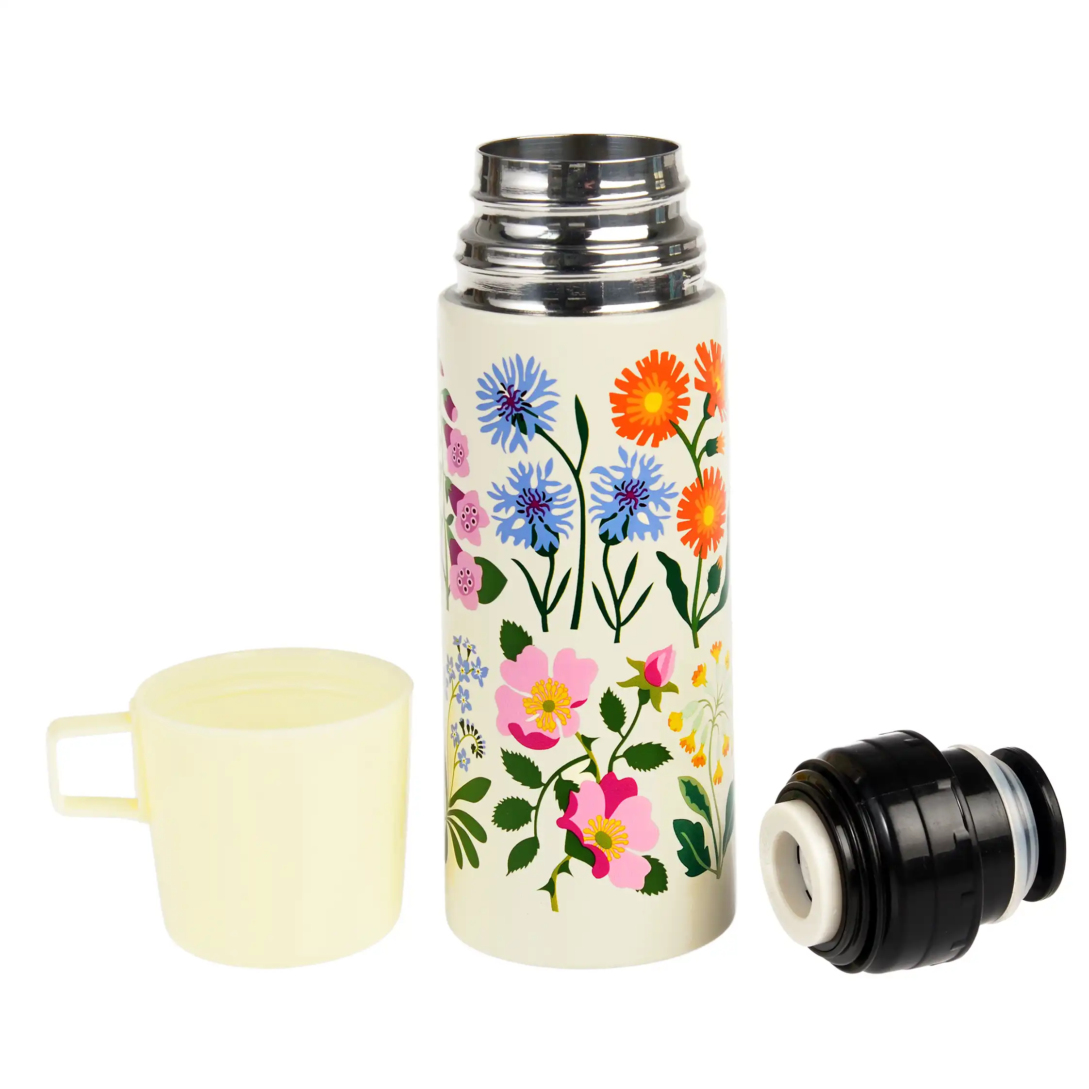 flask and cup - wild flowers