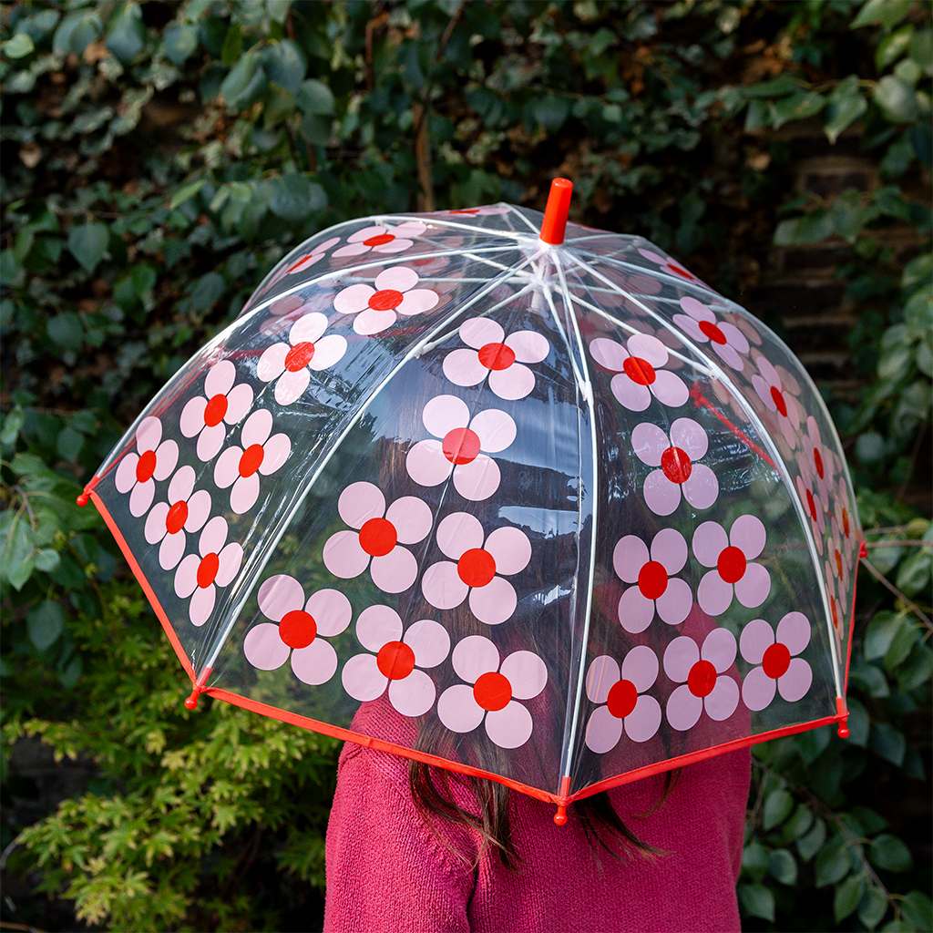 transparent umbrella - pink daisy