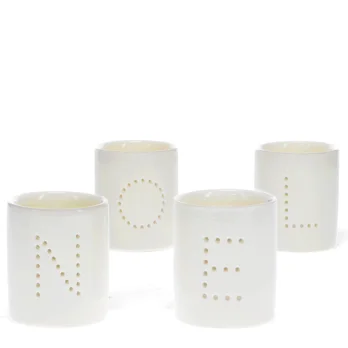 glossy ceramic tealight holders (set of 4) - noel glossy ceramic tealight holders (set of 4) - noel